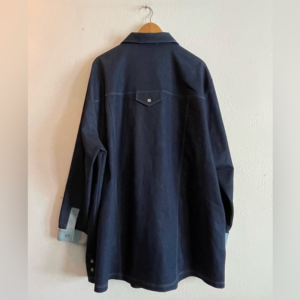 Chambray Two Tone Shacket W/Silver Buttons And Po… - image 2